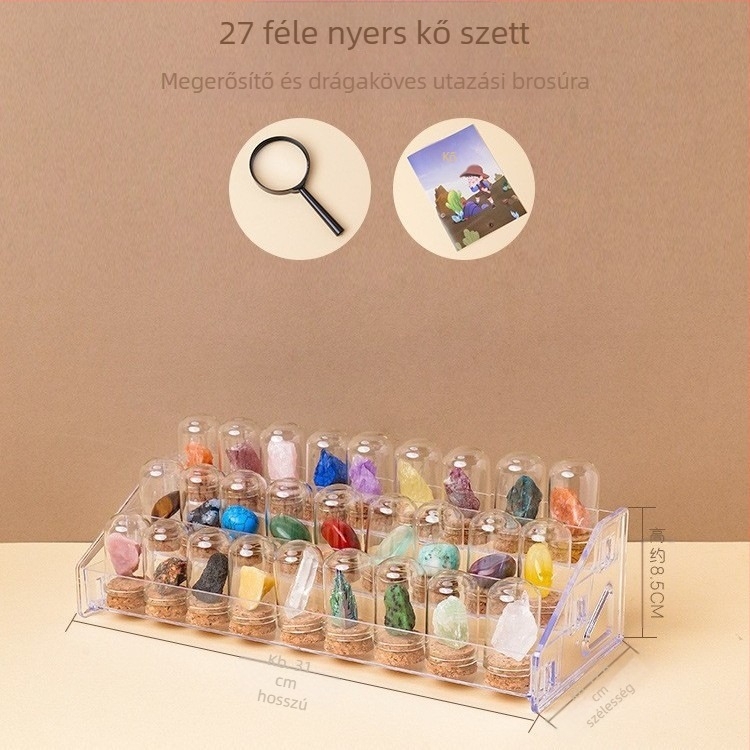 Kristály-geometriai díszgyűjtemény – ásványi kristály példányok, karton csomagolás, modern minimalist stílus