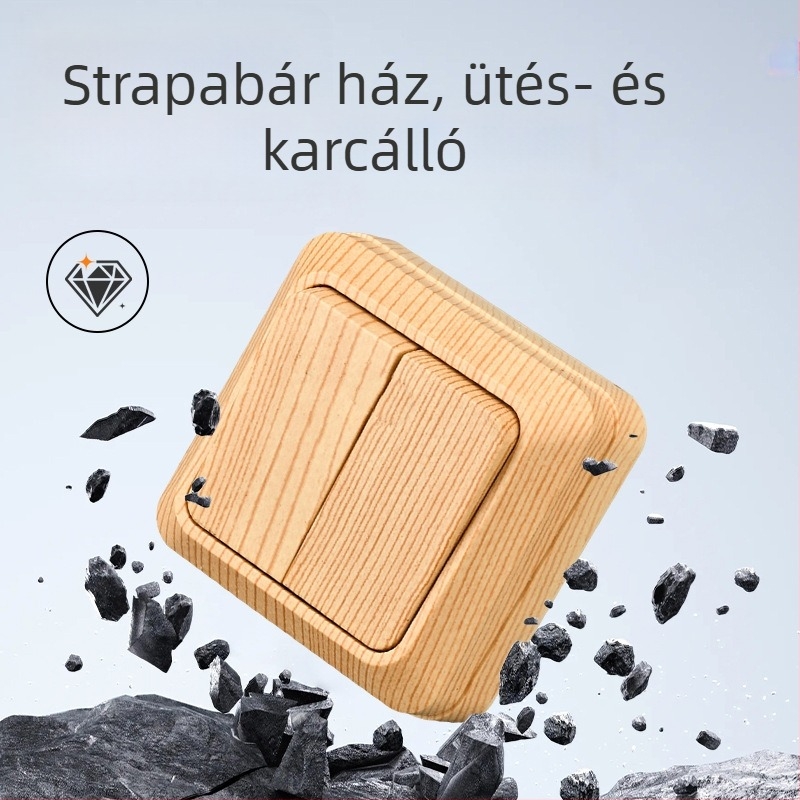 Fali konnektor kapcsolóval, Európai szabvány, 10A, 100–250V, sárgarézház, CE