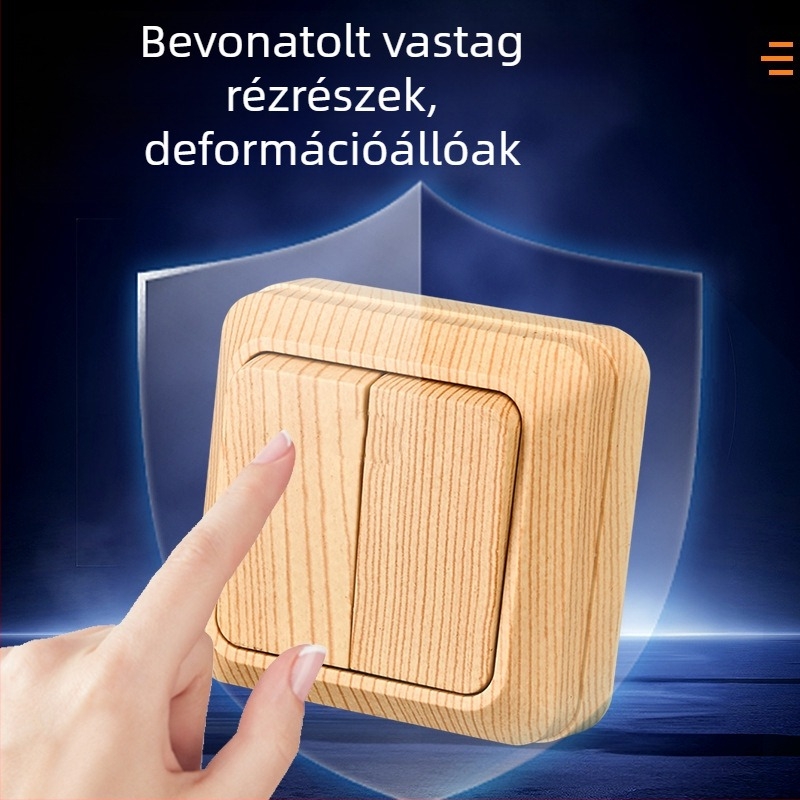 Fali konnektor kapcsolóval, Európai szabvány, 10A, 100–250V, sárgarézház, CE