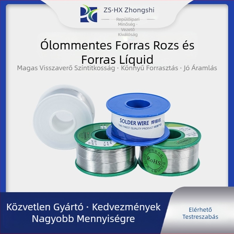Forrasztódrót, tekercses, rosin fluxszal, mosás nélkül — Zhongshi márka, sorozat ólmentes/ólomos