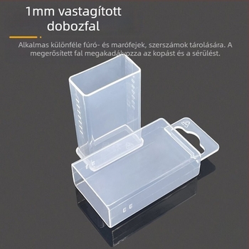 Teleszkópos, téglalap alakú tárolódoboz fúrófejek és marók számára, anti-statikus műanyagból