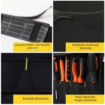 Válltáska szerszámokhoz, 1680D Oxford vászon, teherbírás 30 kg, multifunkcionális szállító eszköz karbantartáshoz és elektromos eszközökhöz