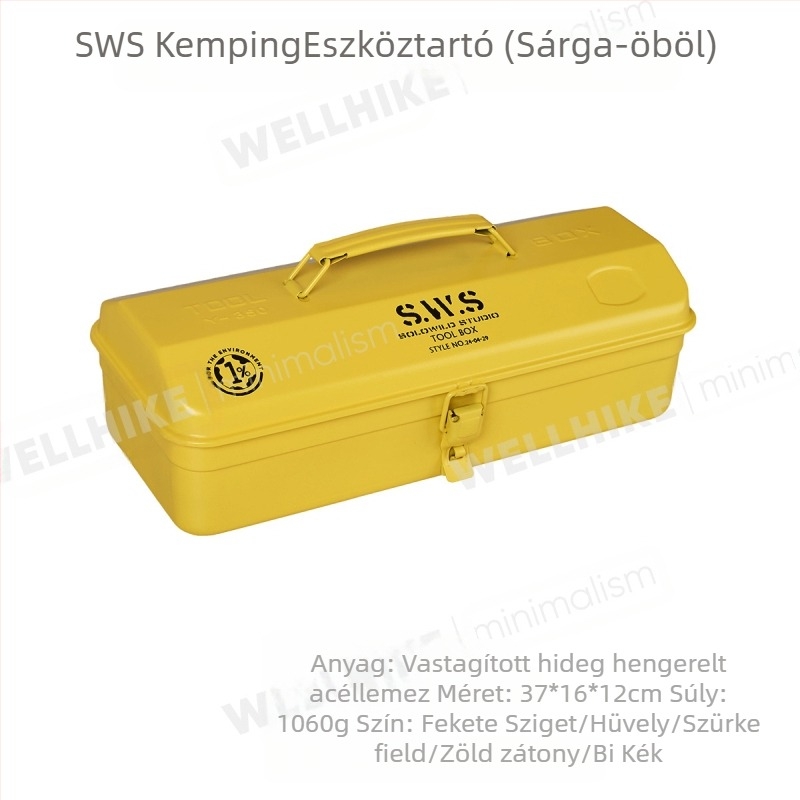 Wellhike Fém Szerszámdoboz - Hordozható egyrétegű eszköztároló doboz szerszámokhoz, alkatrészekhez és járművek tárolására