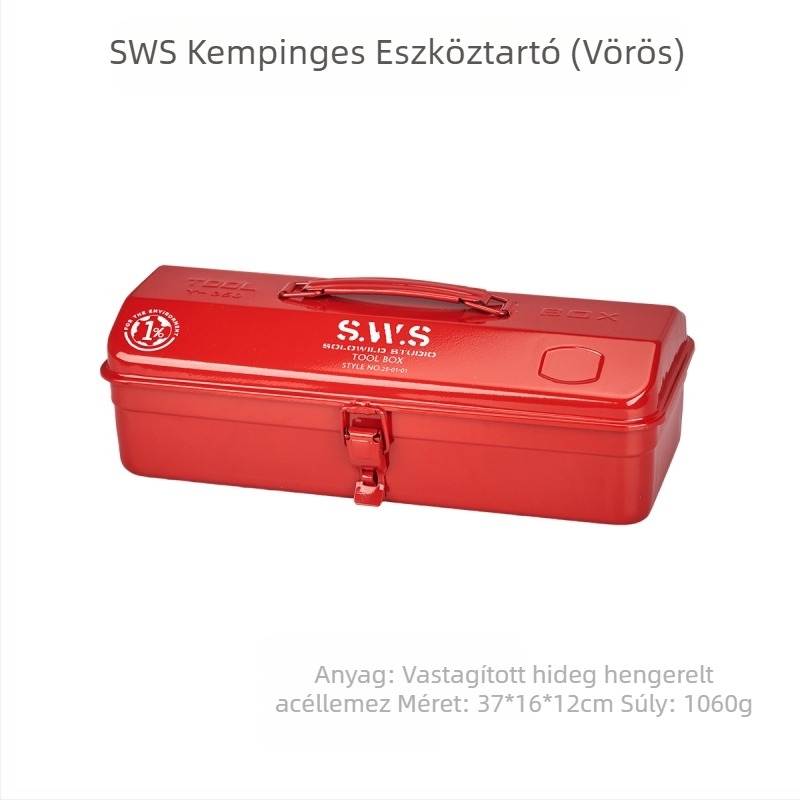 Wellhike Fém Szerszámdoboz - Hordozható egyrétegű eszköztároló doboz szerszámokhoz, alkatrészekhez és járművek tárolására