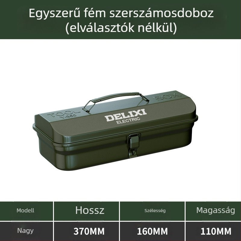 Delixi Fém Szerszámtároló – Hordozható, egyrétegű kialakítás, autó, otthon és kert használatra