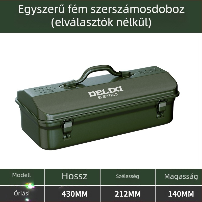 Delixi Fém Szerszámtároló – Hordozható, egyrétegű kialakítás, autó, otthon és kert használatra