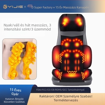 Nyak, Hát és Derék Masszírozó Párna — automata ülő masszírozó, 6+ fej, 3. fokozat, forró kompresszió, AC tápegység