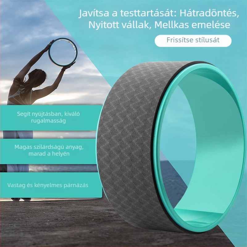 Jóga kerék háthajlítási segédlettel és fogazott görgő – kezdőknek; PP; Dongdeli