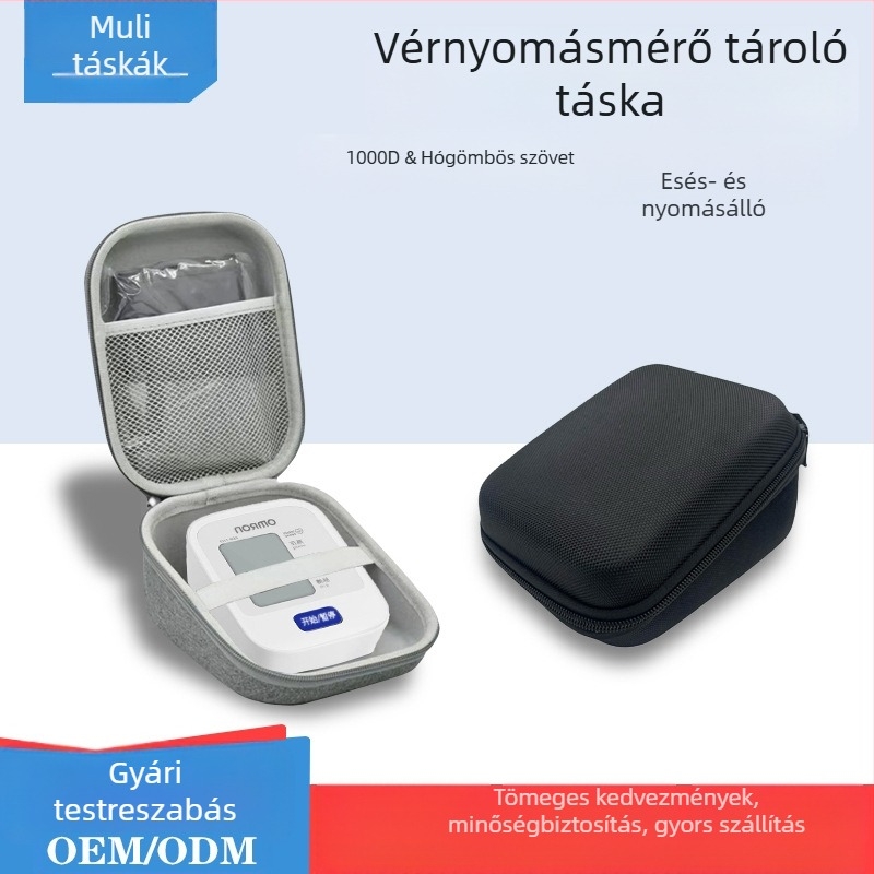 Omron-kompatibilis vérnyomásmérő tároló tok - EVA anyag, hordozható, ütésálló védelem - Modell ML202504002, Wood Power márka, Forró préseléses varrás