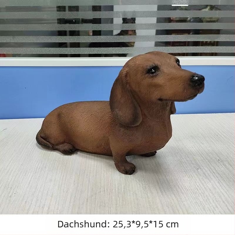 Dachshund műgyanta szobor kültéri kerthez, fényes felülettel — Only High márka, privát címke elérhető