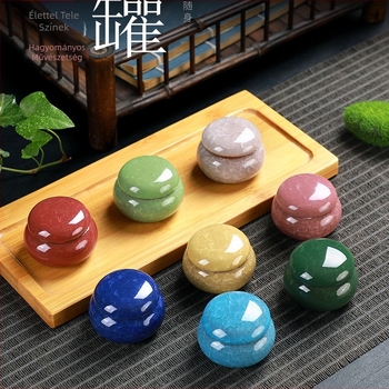 Zománc kerámia tárolóedény, többfunkciós tea- és kozmetikai tárolásra, lezárható, Lanxing Ceramics, modern letisztult stílus, testreszabható minta