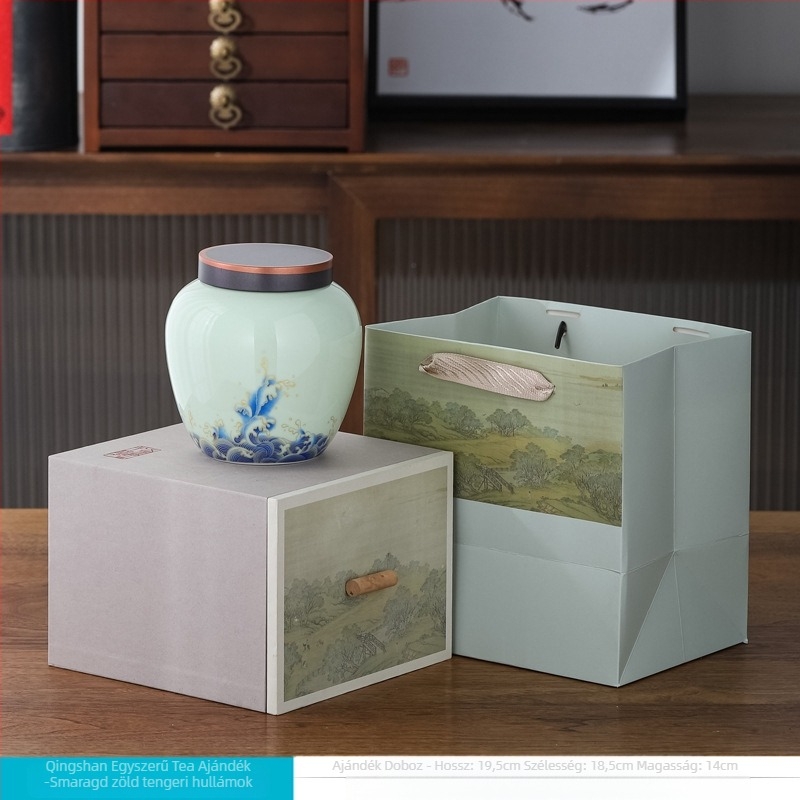 Kerámiás teás edény overglaze felülettel, The Way of Porcelain, Új kínai stílus, Táj mintázat