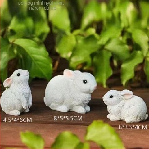 Nyuszis mini táj bonsai dekoráció erkélykerthez — szintetikus gyanta, 3D modellezés, ideális születésnapi ajándék osztálytársaknak