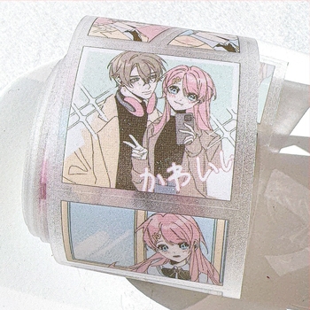 PET matricás ragasztószalag kivágott formákkal, rajzfilmszerű stílussal — ideális ajándék diplomaosztásra és partikhoz; alkalmas felnőtteknek, pároknak, gyerekeknek és osztálytársaknak