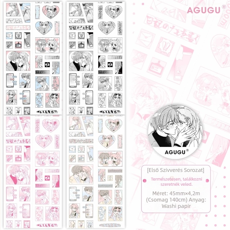 PET matricás ragasztószalag kivágott formákkal, rajzfilmszerű stílussal — ideális ajándék diplomaosztásra és partikhoz; alkalmas felnőtteknek, pároknak, gyerekeknek és osztálytársaknak