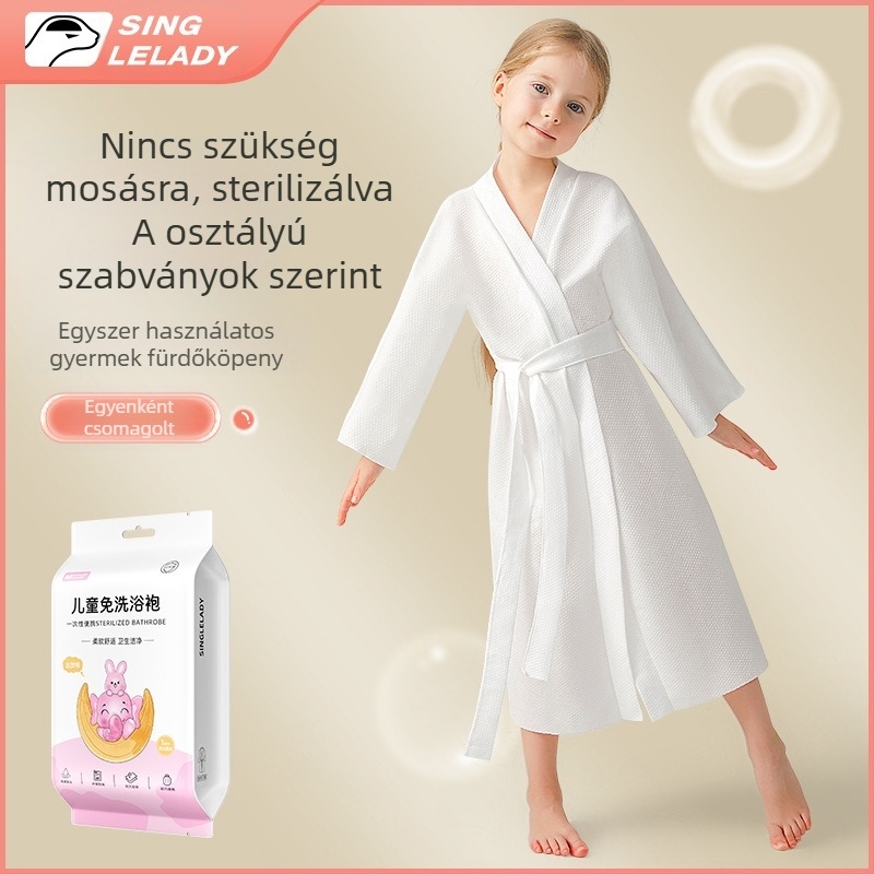 Shock Gyermekek számára egyszer használatos fürdőköpeny-törölköző, nem szövött anyag, 95% poliészter, gyorsan száradó, nedvszívó, uniszex, őszi használatra