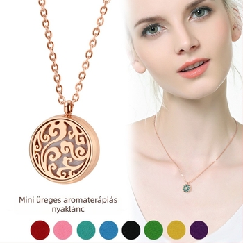 Aromaterápiás nyaklánc - titán acélból készült medál, üreges geometrikus dizájn, illóolaj-diffúzor