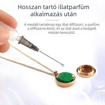Aromaterápiás nyaklánc - titán acélból készült medál, üreges geometrikus dizájn, illóolaj-diffúzor