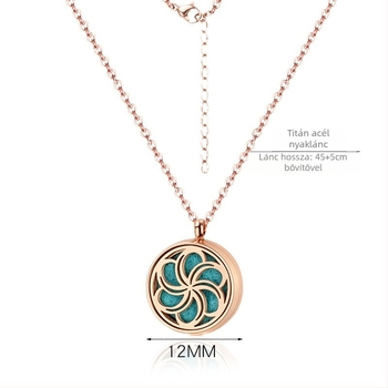 Aromaterápiás nyaklánc - titán acélból készült medál, üreges geometrikus dizájn, illóolaj-diffúzor