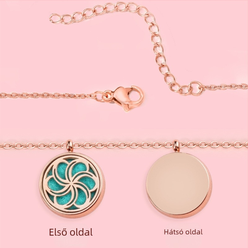 Aromaterápiás nyaklánc - titán acélból készült medál, üreges geometrikus dizájn, illóolaj-diffúzor