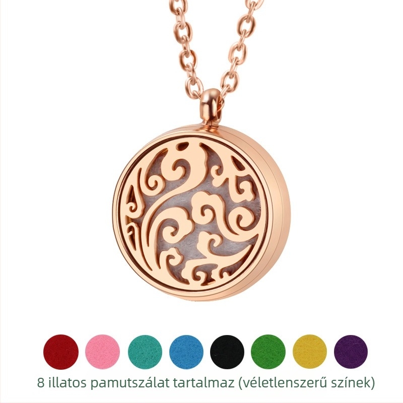 Aromaterápiás nyaklánc - titán acélból készült medál, üreges geometrikus dizájn, illóolaj-diffúzor