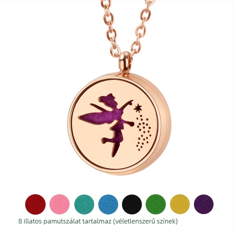 Aromaterápiás nyaklánc - titán acélból készült medál, üreges geometrikus dizájn, illóolaj-diffúzor