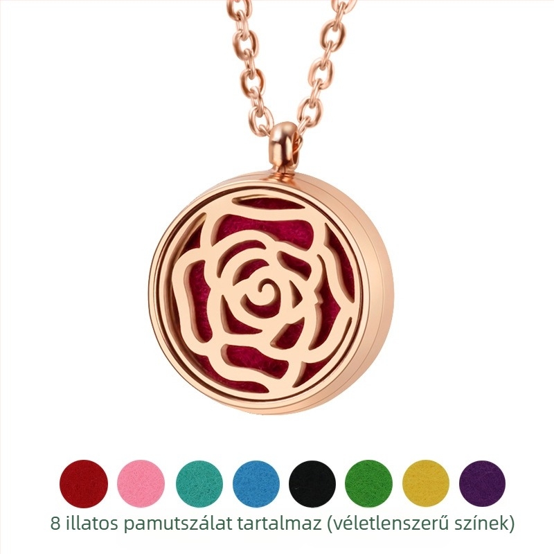 Aromaterápiás nyaklánc - titán acélból készült medál, üreges geometrikus dizájn, illóolaj-diffúzor