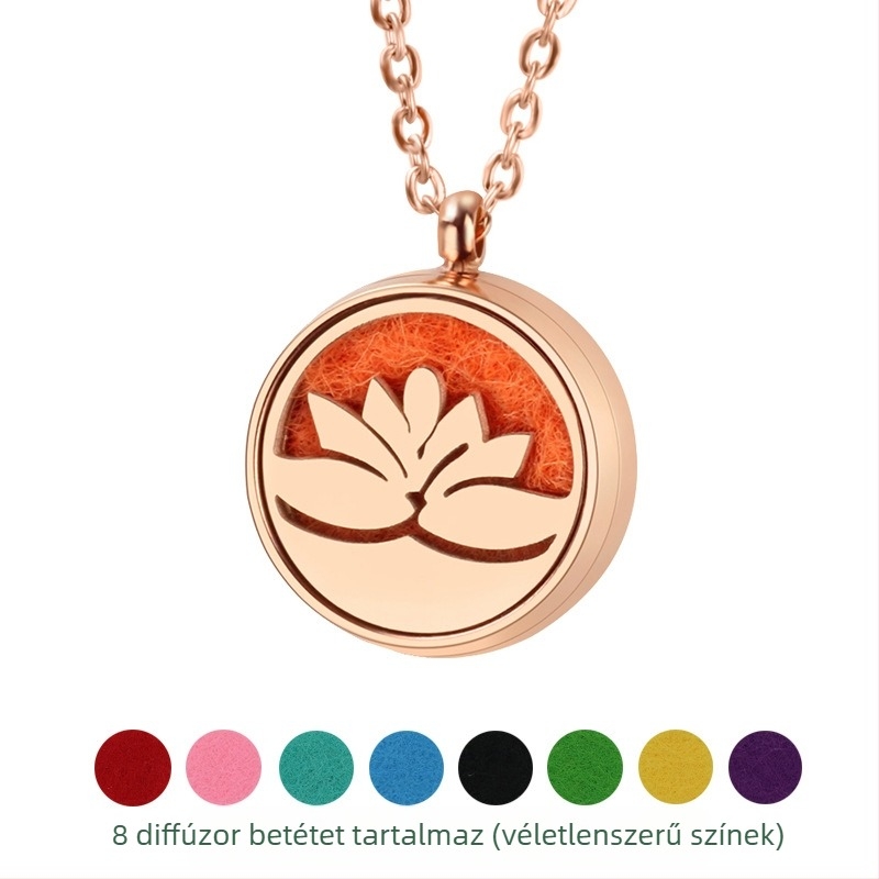 Aromaterápiás nyaklánc - titán acélból készült medál, üreges geometrikus dizájn, illóolaj-diffúzor