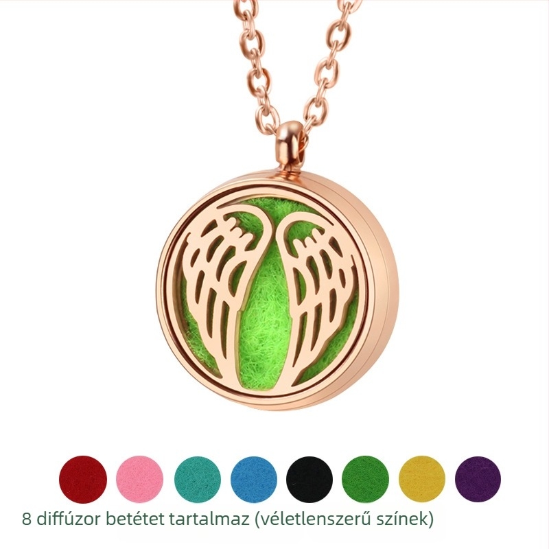 Aromaterápiás nyaklánc - titán acélból készült medál, üreges geometrikus dizájn, illóolaj-diffúzor