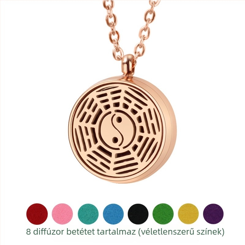 Aromaterápiás nyaklánc - titán acélból készült medál, üreges geometrikus dizájn, illóolaj-diffúzor