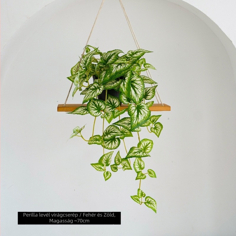 Delison cserepes növény szatén virágokkal – mesterséges zöld növény észak-stílusú otthoni dekorációhoz