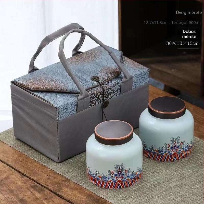 Kerámiából készült teás dobozok ajándékdobozban, nedvességálló zárással, logóval testreszabható, 12 darab