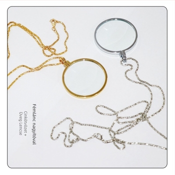 Nyaklánc nagyító, cink ötvözetből, üveg lencsével, 5x nagyítás, lencse átmérője 40 mm, modell JHS360