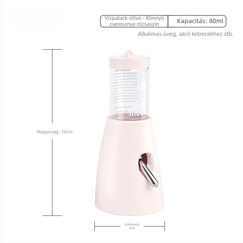 Műanyag hörcsög víztartó palack golyós ivófejjel és függő tartóval, 100 g