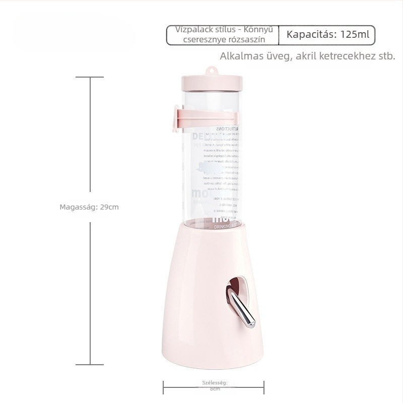 Műanyag hörcsög víztartó palack golyós ivófejjel és függő tartóval, 100 g