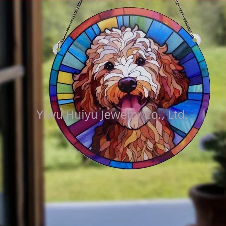 Huiyu akril festett kutyát ábrázoló ablakdísz, modern művészet, nyomtatás