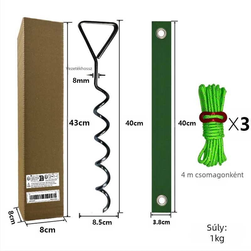 Morning sun Spirális földszeges készlet a fatömb fixálásához — vasból, görbült fák korrekciójához