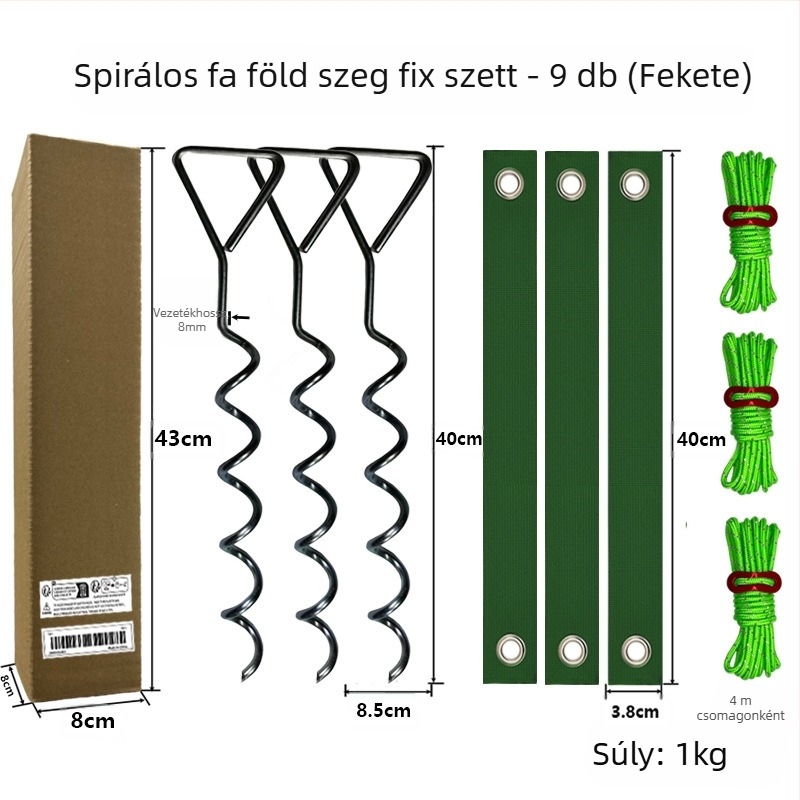 Morning sun Spirális földszeges készlet a fatömb fixálásához — vasból, görbült fák korrekciójához