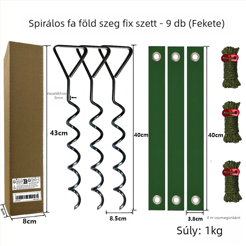 Morning sun Spirális földszeges készlet a fatömb fixálásához — vasból, görbült fák korrekciójához