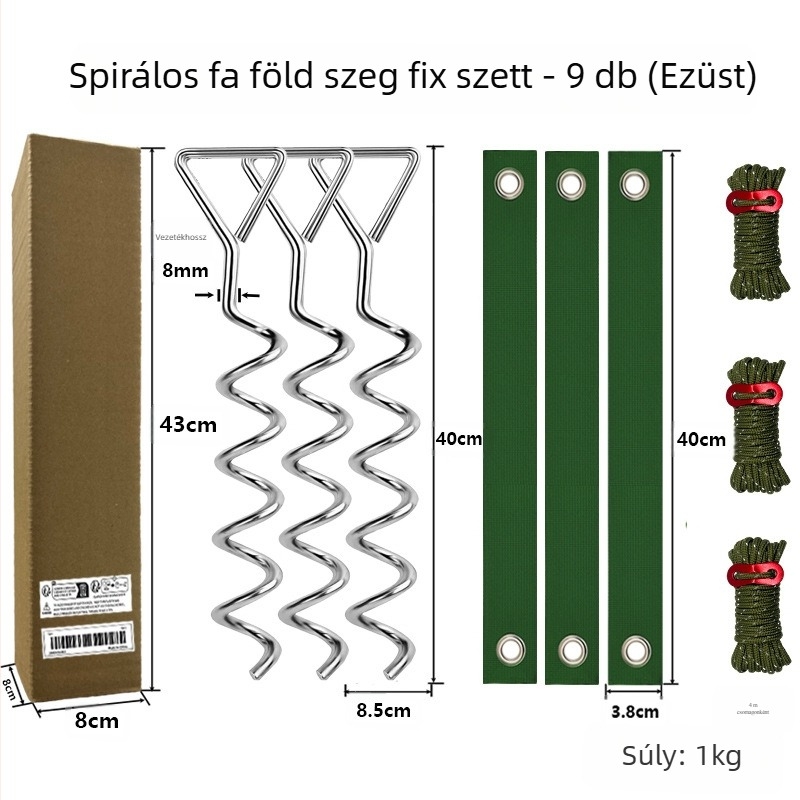 Morning sun Spirális földszeges készlet a fatömb fixálásához — vasból, görbült fák korrekciójához