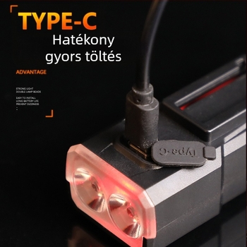 Kerékpár első lámpa éjszakai kerékpározáshoz, újratölthető, vízálló, mountain bike kompatibil (újratölthető, vízálló, éjszakai használat, mountain bike)