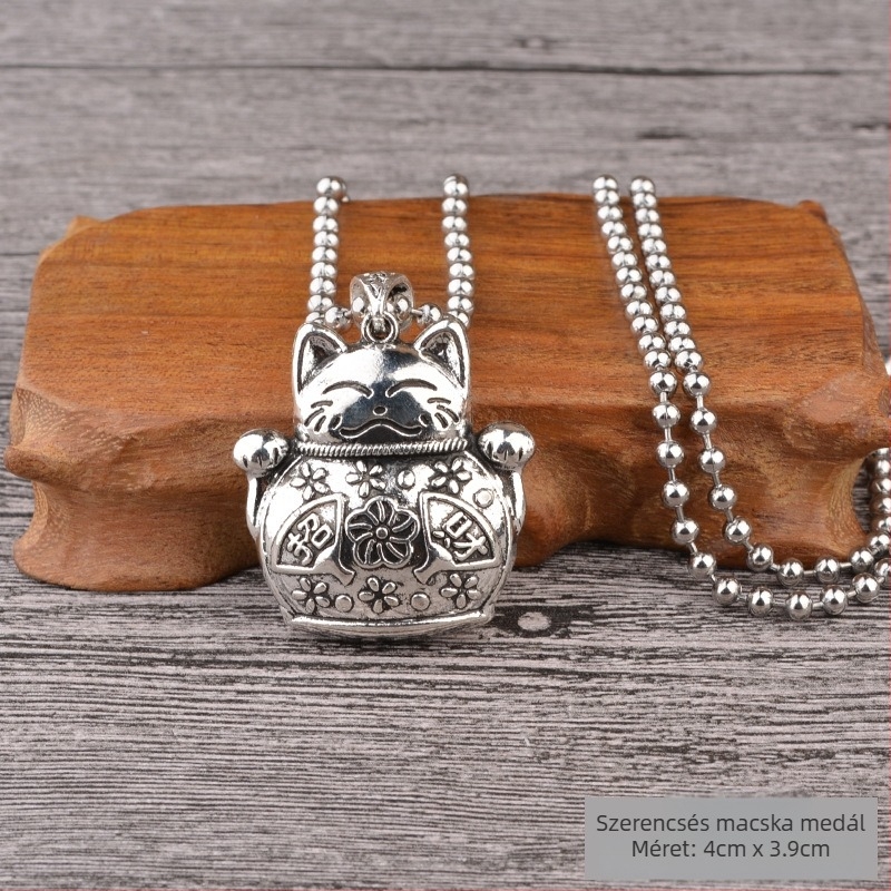 Titánium- acél pulóverlánc nyaklánc, etnikus stílus, golyólánc, függővel