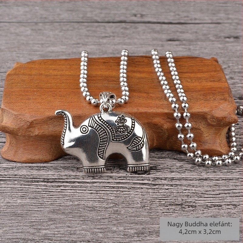 Titánium- acél pulóverlánc nyaklánc, etnikus stílus, golyólánc, függővel