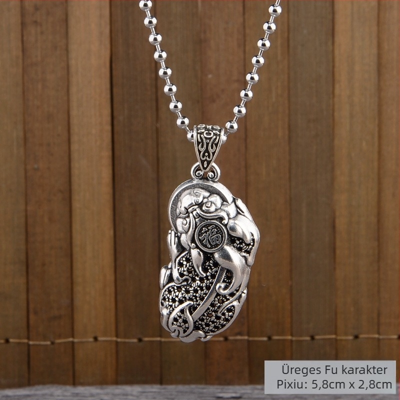 Titánium- acél pulóverlánc nyaklánc, etnikus stílus, golyólánc, függővel