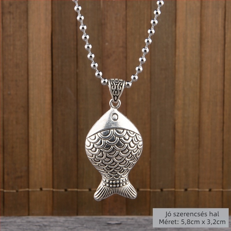 Titánium- acél pulóverlánc nyaklánc, etnikus stílus, golyólánc, függővel