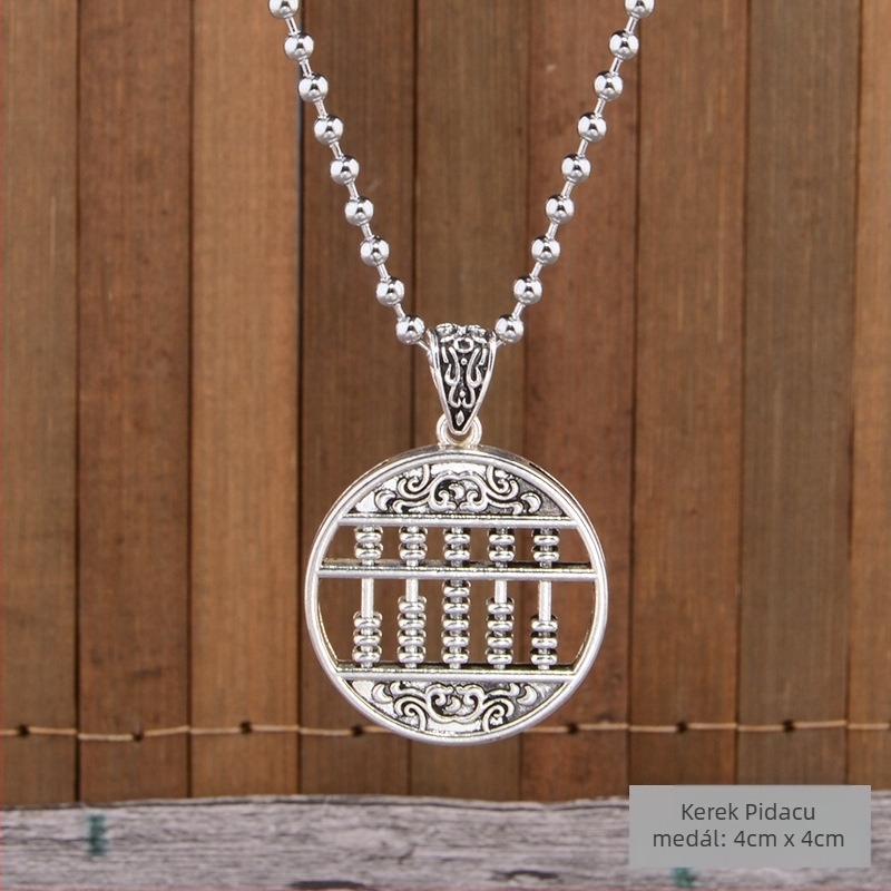 Titánium- acél pulóverlánc nyaklánc, etnikus stílus, golyólánc, függővel