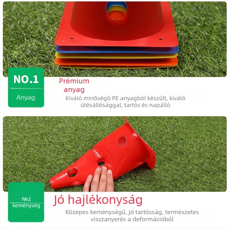 Futball-edzés konus logó vödörrel és négyszögletes alapú, PE anyagú, Neli márkájú, Zhejiang eredetű, edzés segédeszköz