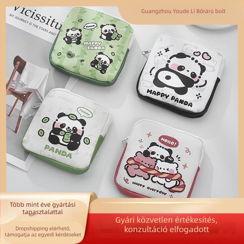 WS85 hengercső alakú PU tároló táska higiéniai betétekhez, ultra könnyű, aranyos rajzfilm stílus, utazáshoz, sminkhez és íróasztal használatra