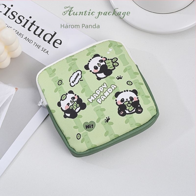 WS85 hengercső alakú PU tároló táska higiéniai betétekhez, ultra könnyű, aranyos rajzfilm stílus, utazáshoz, sminkhez és íróasztal használatra