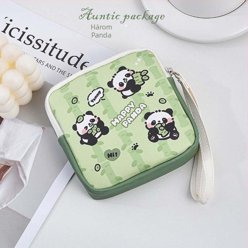 WS85 hengercső alakú PU tároló táska higiéniai betétekhez, ultra könnyű, aranyos rajzfilm stílus, utazáshoz, sminkhez és íróasztal használatra